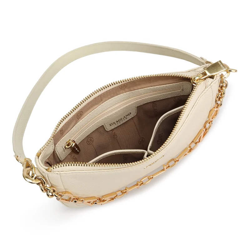 Da Milano Marshmallow Small Franzy Leather Baguette - Marshmallow for Women | Best Price UAE